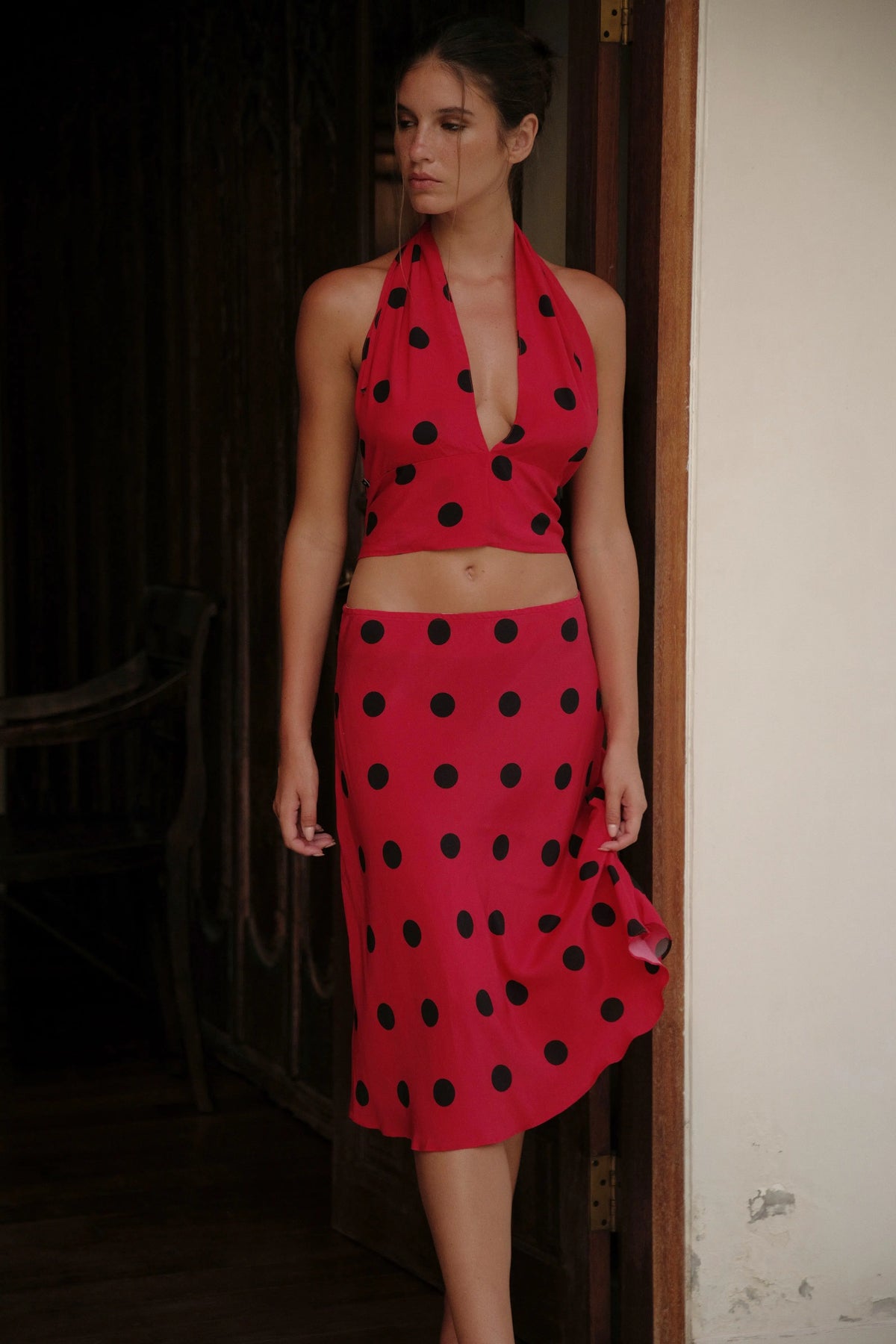 SAINT MIDI SKIRT | RED POCKA - Love McNicoll